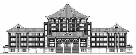 某仿古图书馆建筑设计图建筑方案图