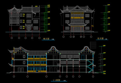 三层综合商业楼仿古建筑施工图免费下载 - 园林古建