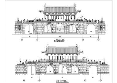 仿古山门建筑详细施工图(含楼梯详图)