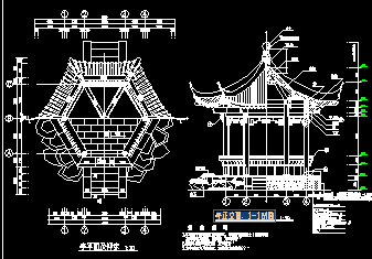 园林仿古建筑亭施工设计图纸免费下载 - 小品及配套设施